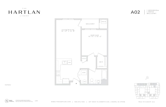 A floor plan for a Hartlan home with a balcony and a garage.