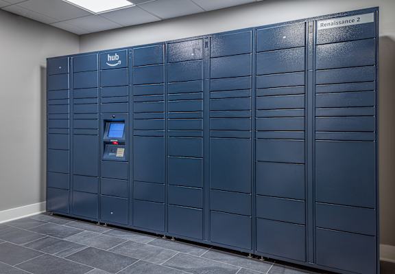 Package locker system for resident deliveries at Inwood at Renaissance Square Apartments, Marlton, 08053