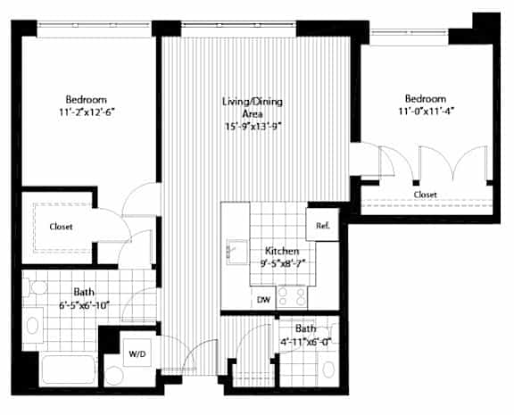 Floor Plan  B1 Floorplan at RiversEdge, Weehawken, NJ, 07086