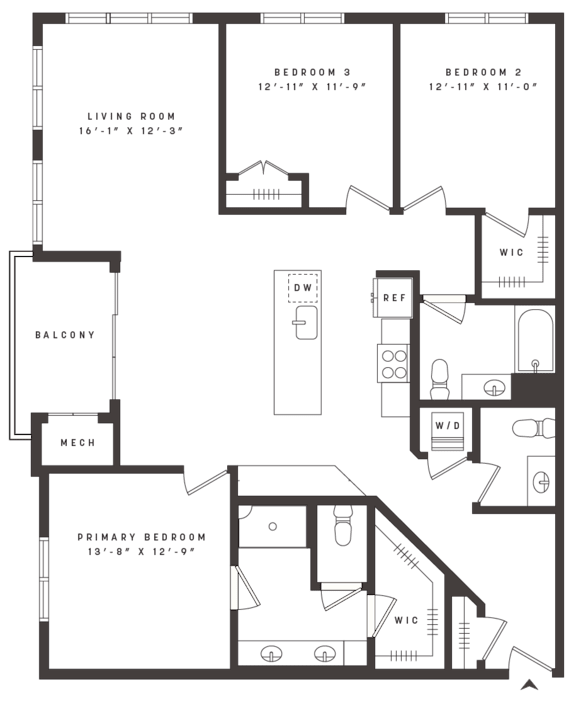 A floor plan of a house with labeled rooms and dimensions.