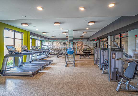 Fitness center with cardio equipment at Inwood at Renaissance Square Apartments, Marlton, 08053