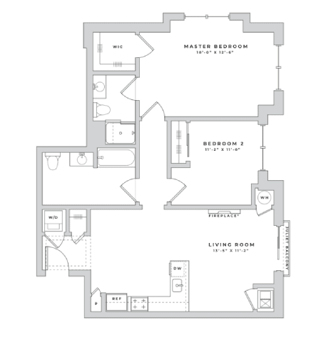 a floor plan of a 1 bedroom floor plan