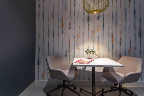 Private meeting room with decorative pendant light at Inwood at Renaissance Square Apartments, Marlton, NJ