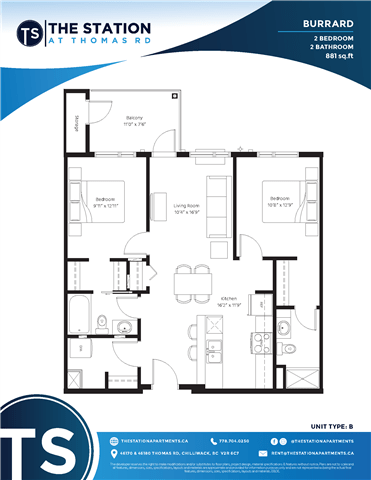 A floor plan for a burrard unit type 8 at the station at thomas rd.