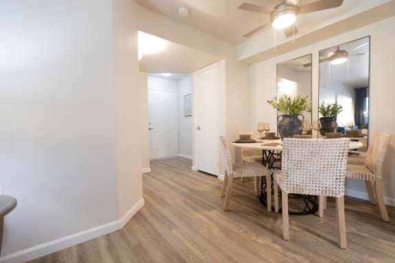 a living room and dining room with a table and chairs at Austin Crest Apartments, Nevada
