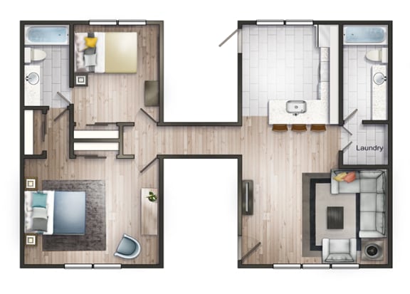 a floor plan of a house with a bedroom and a living room
