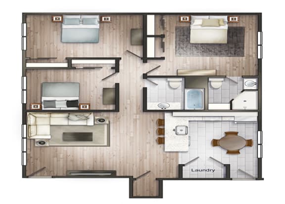 a floor plan of a house with a bedroom and a living room