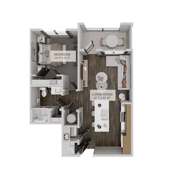 A1c Floorplan at The Union Flats at Fishers District, Fishers, 46037
