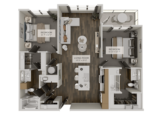 B1b Floorplan at The Union Flats at Fishers District, Fishers, 46037