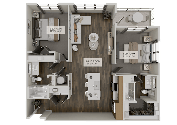 B1d Floorplan at The Union Flats at Fishers District, Indiana, 46037