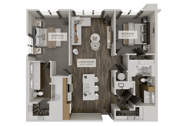 B1e Floorplan at The Union Flats at Fishers District, Indiana
