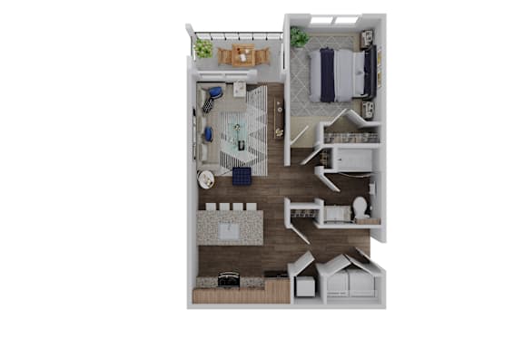 Floor Plan A1 at The Pullman Luxury Apartment Homes, Atlanta, Georgia