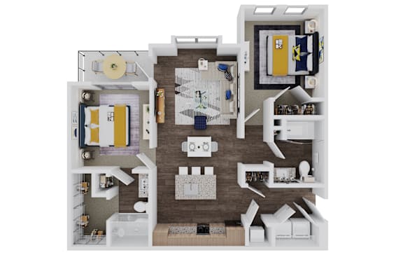 Floor Plan B1a at The Pullman Luxury Apartment Homes, Georgia