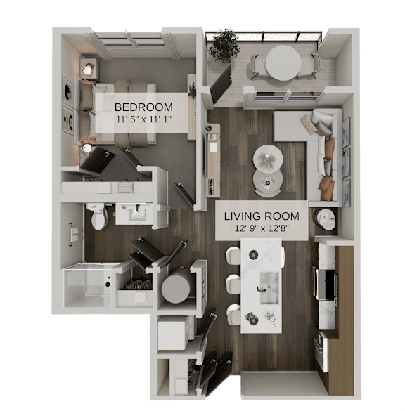 A2 One bedroom floor plan at The Residences at The Gilmore Apartments, Gilbert, AZ 85297
