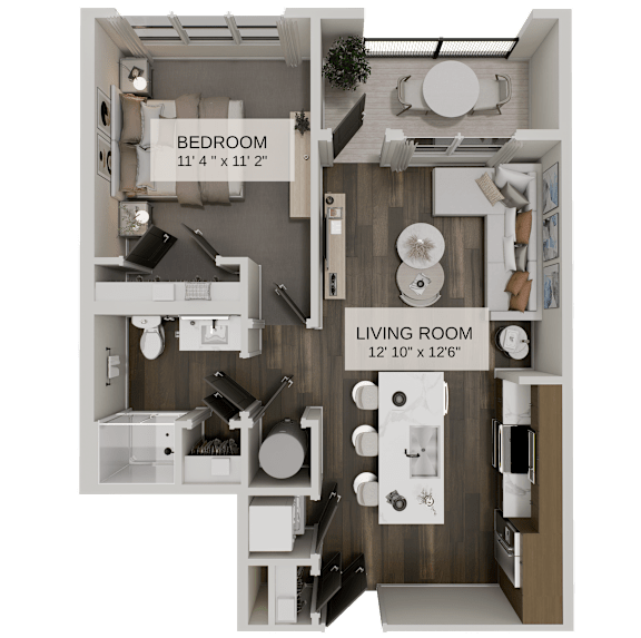 1 bed 1 bath floorplan at The Residences at The Gilmore Apartments, Arizona, 85297