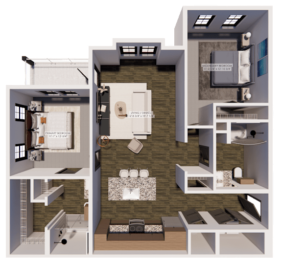 B1 A Floor Plan at The Landing at Lemay Apartments, Fort Collins, CO, 80524