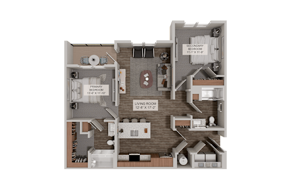 A 12x12 feet living room is in the center of a house layout.