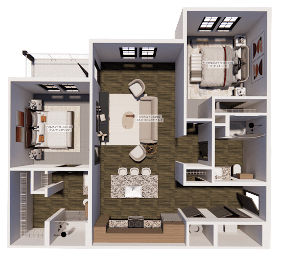 B1 Floor Plan at The Landing at Lemay Apartments, Colorado, 80524