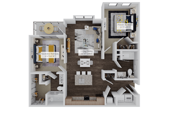 Floor Plan  Floor Plan B1a at The Pullman Luxury Apartments, Atlanta, GA