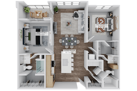Floor Plan  The Jetstream B1B Floorplan at The Stadler Luxury Apartments, Bradenton, FL