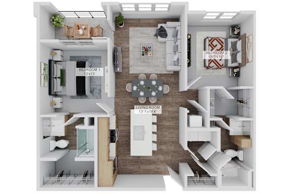 Floor Plan  The Jetstream B1B Floorplan at The Stadler Luxury Apartments, Florida