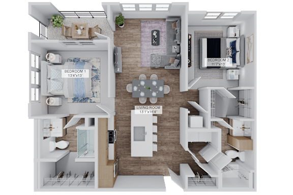 Floor Plan  The Gulfstream B1C Floorplan at The Stadler Luxury Apartments, Bradenton, 34210