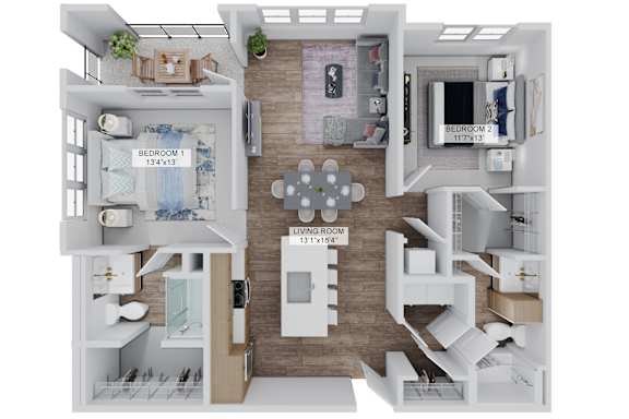 Floor Plan  The Gulfstream B1C Floorplan at The Stadler Luxury Apartments, Florida 34210