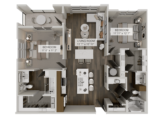 B1H Two bedroom floor plan at The Gilmore Apartments, Gilbert, 85297