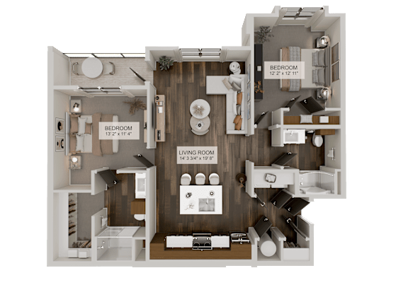 B2a Floor Plan at Heritage on Hover Apartments, Longmont, CO