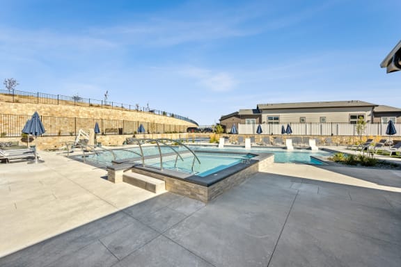 luxury pool area and hottub at Citadel at Castle Pines, Castle Pines, CO