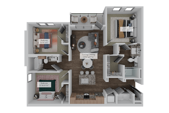 Floor Plan  Floor Plan C1 at The Pullman Luxury Apartments, Atlanta, GA