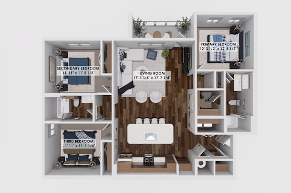 3 Bed 2 bath floorplan at The Maverick Luxury Apartments, Monument, CO 80132