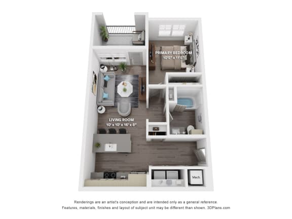 Floor Plan  A1 Floor Plan at The Depot Luxury Apartment Homes, Missouri