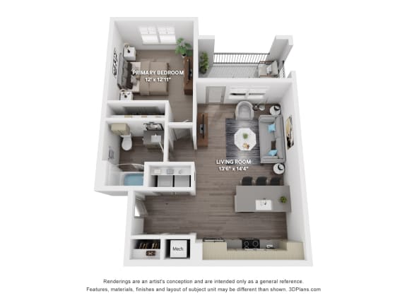 Floor Plan  A2a Floor Plan at The Depot Luxury Apartment Homes, Raymore, Missouri