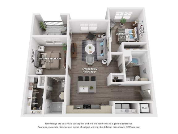 Floor Plan  B1 Floor Plan at The Depot Luxury Apartment Homes, Raymore, 64083