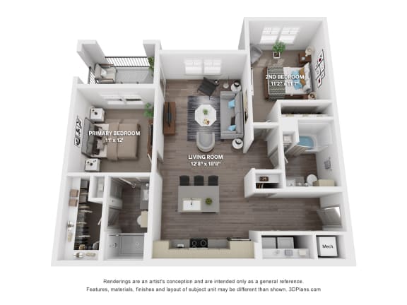 Floor Plan  B1b Floor Plan at The Depot Luxury Apartment Homes, Raymore, 64083