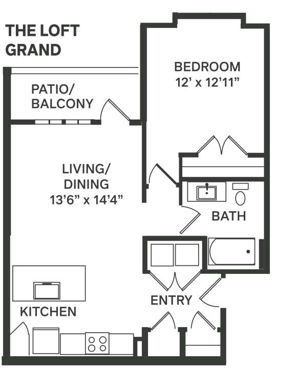 floor plan the paramount floorplan apartment homes for rent  at The Depot, Raymore, MO, 64083