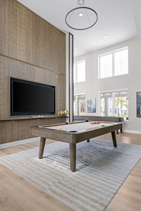 a pool table in a living room with a tv at Palm Grove in Ellenton, FL 34222