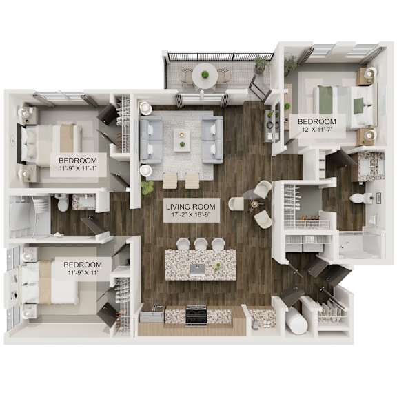 C2 Floor Plan at The Liliana Apartment Homes, Georgia, 31322