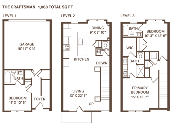 Floor Plan  The Craftsman - 3 Bedroom Floor Plan at Meridian at CityPlace in Woodbury, MN 55125
