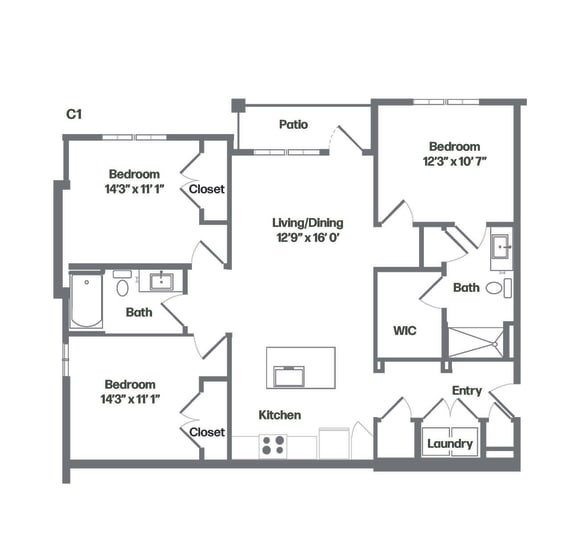 Floor Plan  C1 Floor Plan at Watermark at Urban Blu, Florida, 32407