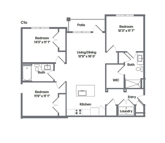 Floor Plan  C1a Floor Plan at Watermark at Urban Blu, Panama City Beach, FL, 32407