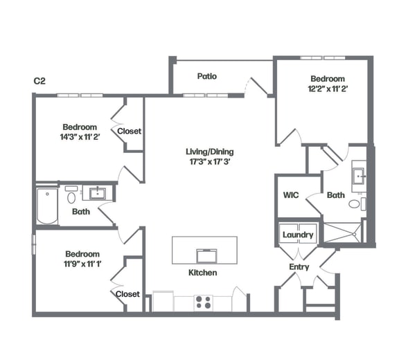 Floor Plan  C2 Floor Plan at Watermark at Urban Blu, Panama City Beach, FL