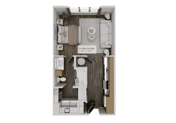 A floor plan of a living room with dimensions.