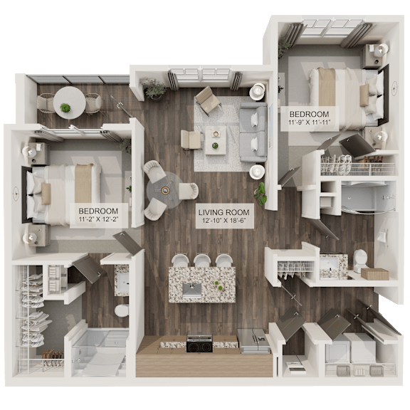 Floor Plan  B1a Floor Plan at Terrassa Luxury Apartments, Saint Augustine, FL 32084