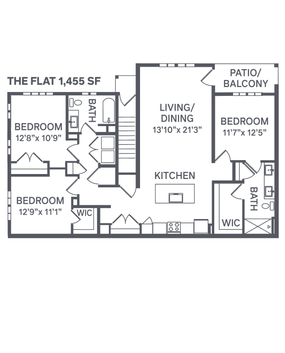 The Flat Floor Plan at The BLVD at Wilson Crossings, Wyoming
