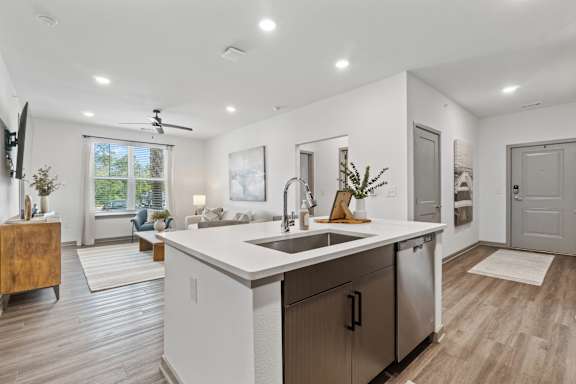 Kitchen And Living Area at The Quinn Luxury Apartments, Florida