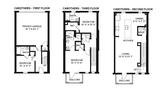 Carothers Floor Plan at Oakbrook Townhomes, Franklin, 37067