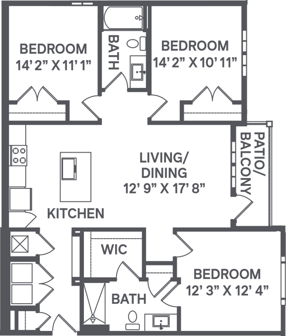 Floor Plan  C1A Floor Plan at Upland Flats, Colorado Springs, 80922