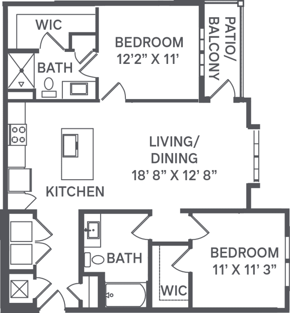 Floor Plan  B1B Floor Plan at Upland Flats, Colorado Springs, CO, 80922